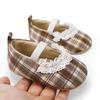 Обувь для малышей. Детская повседневная обувь с кружевным рисунком в клетку и принтом. Нескользящая мягкая детская обувь.