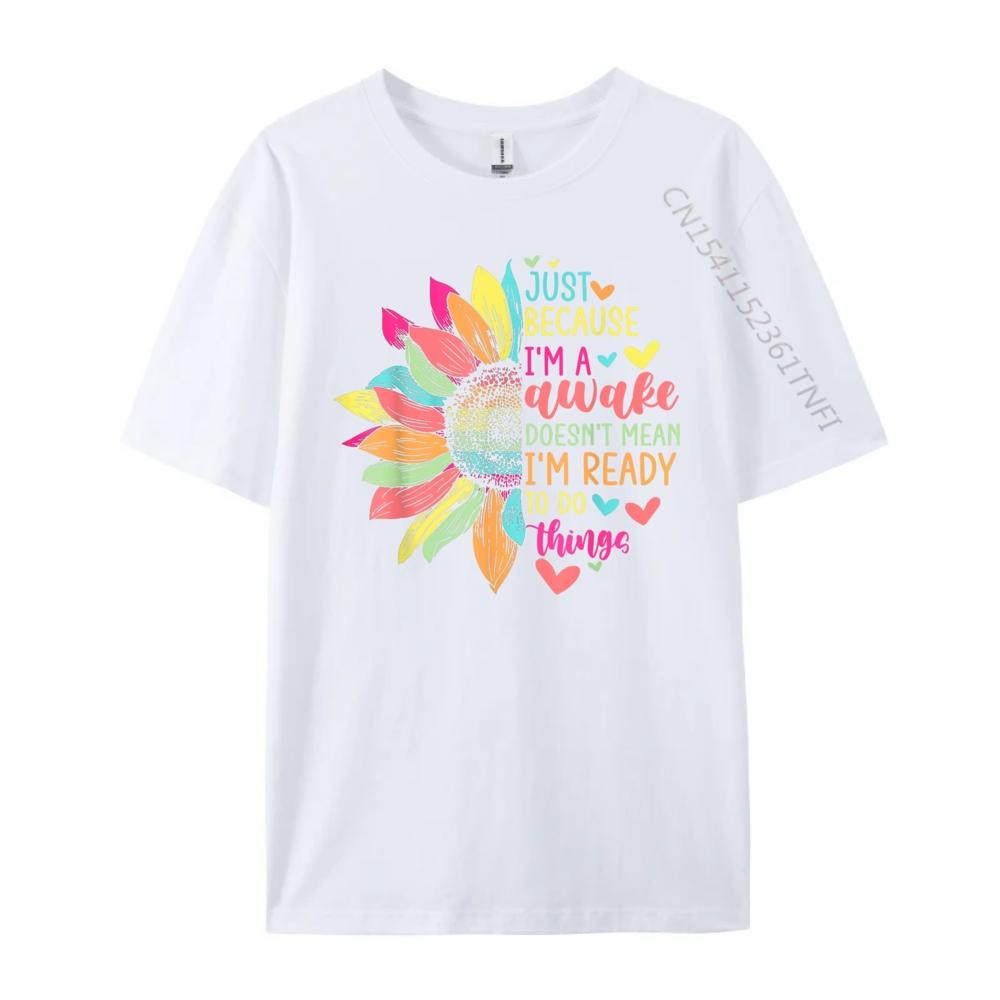 Just Because Im Awake Funny for Tweens Teens Retro Groovy Graphic Shirts Band Tshirts