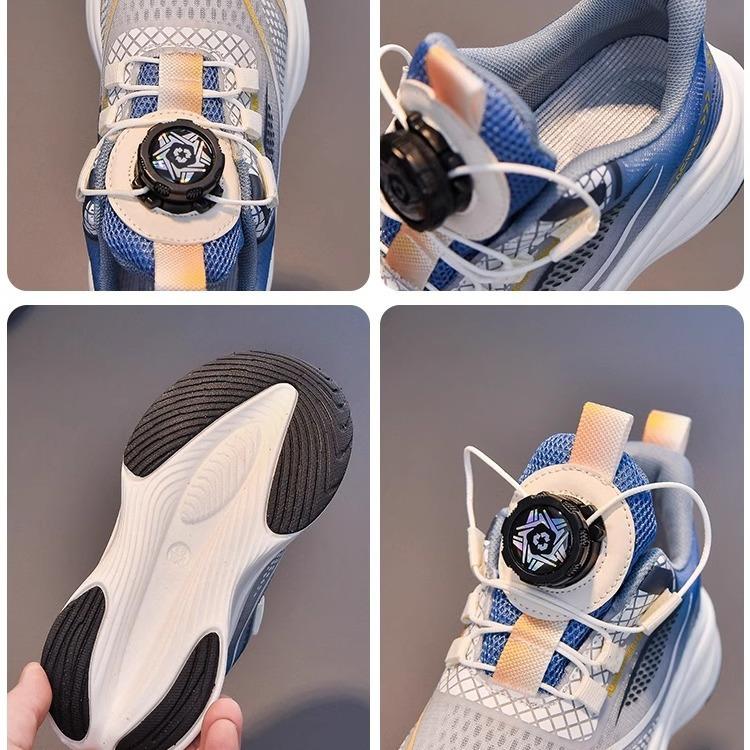 New style boys' sports shoes for older children, lightweight and breathable children's hollow shoes with soft soles and anti-slip running shoes