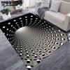 3D Stereoscopic Illusion Black and White Visual Carpet Living Room Bedroom Tea Table Sofa Floor Mat