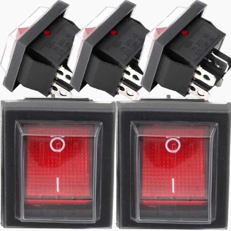 Waterproof KCD4 Rocker Switch 4Pin 2 Gear LED Indicator Flame Retardant Insulated Dust Sealed 16A Toggle Switch for RV Boat Car