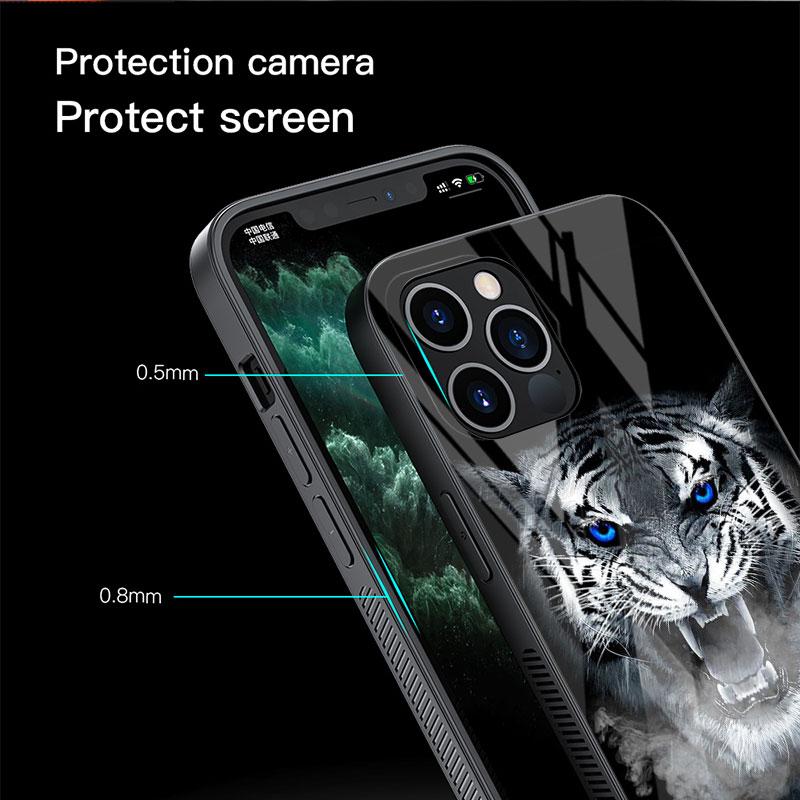 Чехол из закаленного стекла Tiger Animal для Apple iPhone 14 13 Pro 11 12 7 8 Plus SE 2022 XR X XS Max 6 6S