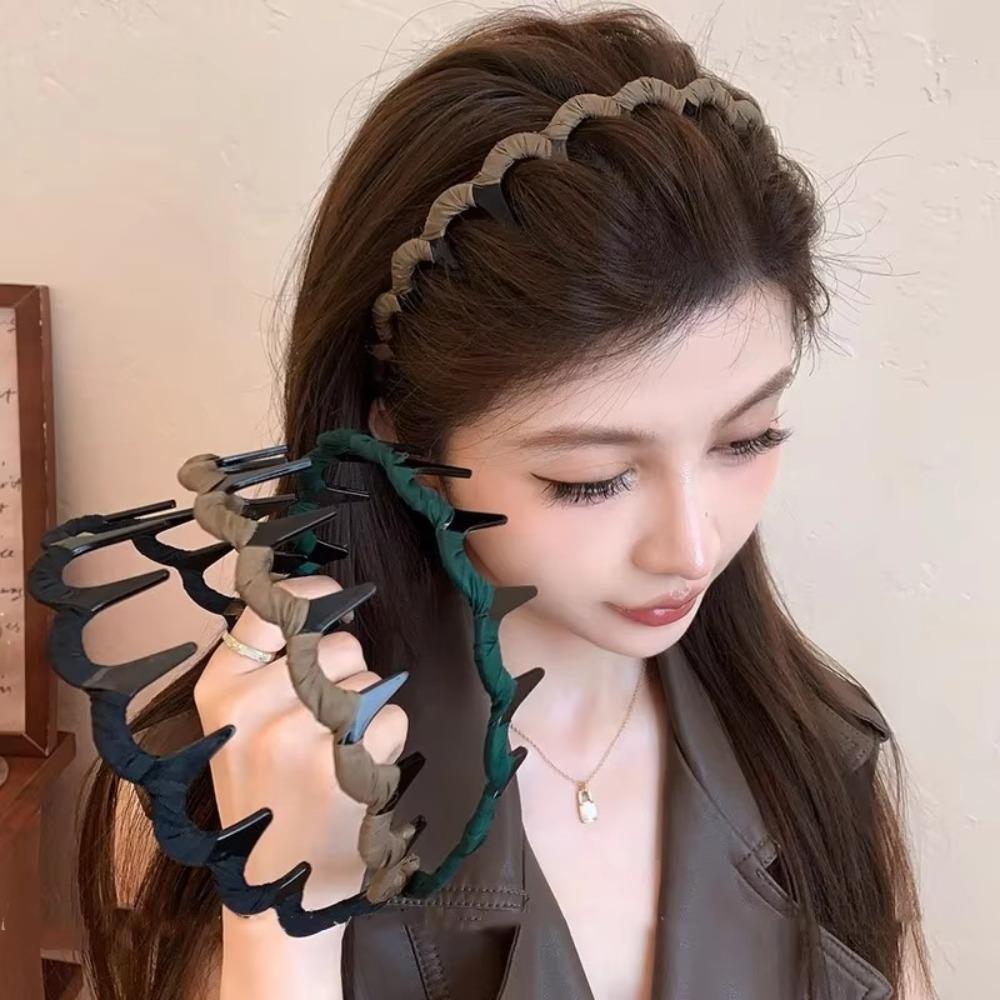 Leopard Pattern Hair Hoops U Shape Plush Teethed Hairband Sweet Sports Headbands for Women