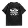 T shirt for Women I m Not Clumsy Funny Sayings Sarcastic Short sleeved O neck Top Black 4X Large vintage Washed Soft streetwear