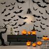 12PCS 3D Black PVC Bat Halloween Decoration - Horror Bar Wall Sticker - Bizarre Ornament Halloween Party Gift
