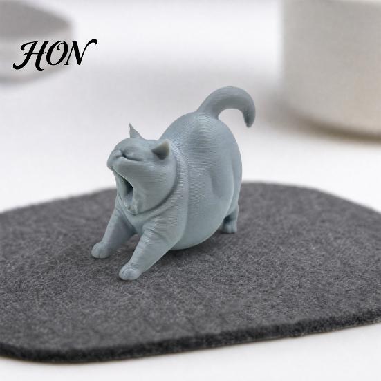 Vivid Detail Cat Statue 3D Printed Yawning Statue, Cute Sleeping Figurine for Durable Collectible Shelf Bedroom, Modern Minimalist Home Decor