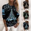 Женский рождественский топ со снежиночным принтом, блестящие блестки, круглый вырез, длинный рукав, одинаковые по цвету, свободные праздничные женские новогодние вечерние футболки