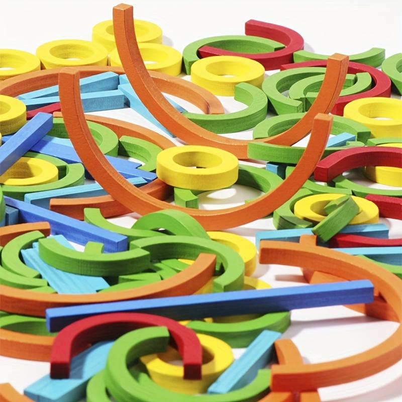Деревянные креативные палочки и кольца-головоломки, интеллектуальная игра Монтессори, развивающие игрушки для раннего детства для детей