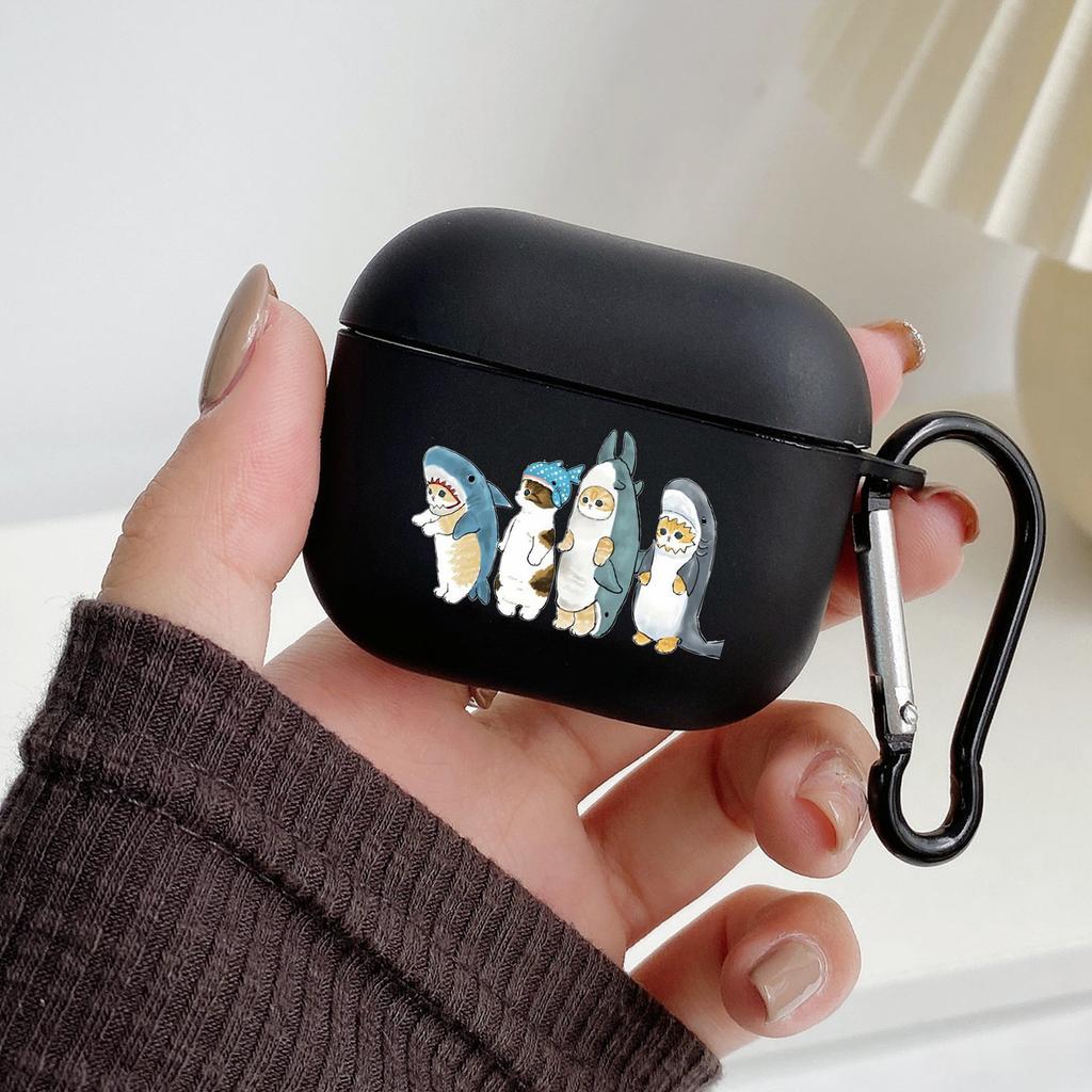 Милый мультяшный животный кот с крючком для Airpod Pro 3 Pro2 Черный защитный чехол Мягкий чехол для Apple Airpods 2 1 Чехлы для наушников