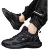 Huili Men's Shoes, 2025 Winter New Style, Men's Soft-Soled Comfortable Sneakers, Height-Increasing White Shoes for Men, All Black, Size 41
