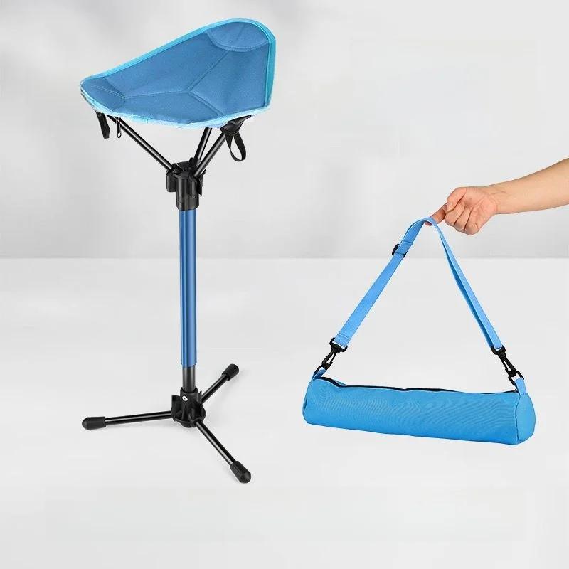 Folding Chair Collapsible Chair Retractable Walking Aid Crutch Stool Adjustable Hiking Chair For Outdoor Hiking Picnic TraveL