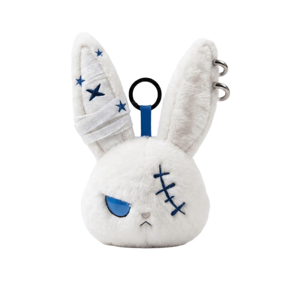 Gothic Wounded Rabbit Keyring Hoop Earrings Cute Furry Bag Pendant  Gift For Women