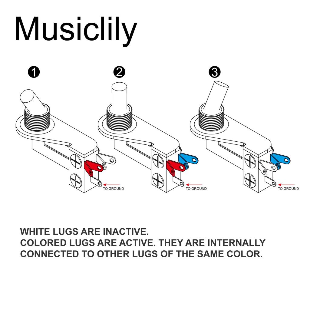 Musiclily Basic 3WAY Toggle Switch Горизонтальный метрический размер для электрогитары LP Les Paul SG