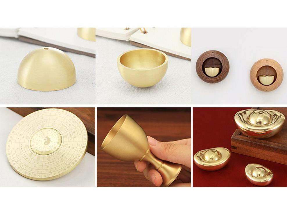 Gold Hand-Crank Brass Bells: Small & Large Vajra, Mealtime, Serving, Class, Reminder