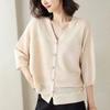 Весенне-летняя солнцезащитная рубашка-кондиционер из ледяного шелка, тонкая блузка большого размера для полных, рукав три четверти, вязаный кардиган для верхней одежды, женское пальто