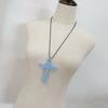 Cross Angel Wings Necklace Jesus Christ Pendant Choker Retro Jewelry Style Natural Wood Amulet