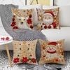 1/4pcs Cushion Cover New Year 2026 Linen Pillow Cases 45*45CM Pillowcase Single-Sided Excludes Inserts 2D Christmas Xmas Gifts