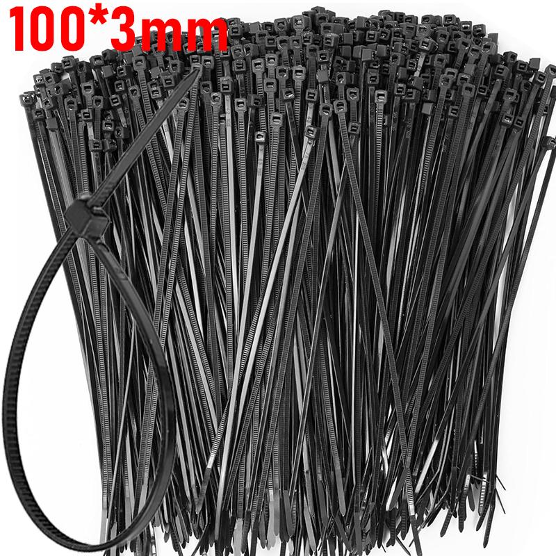 500/100pcs Nylon Cable Ties with Mounting Screw Hole Self Locking Loop Wraps Zipper Cables Tie Wire Fastening Straps Bundle Tool
