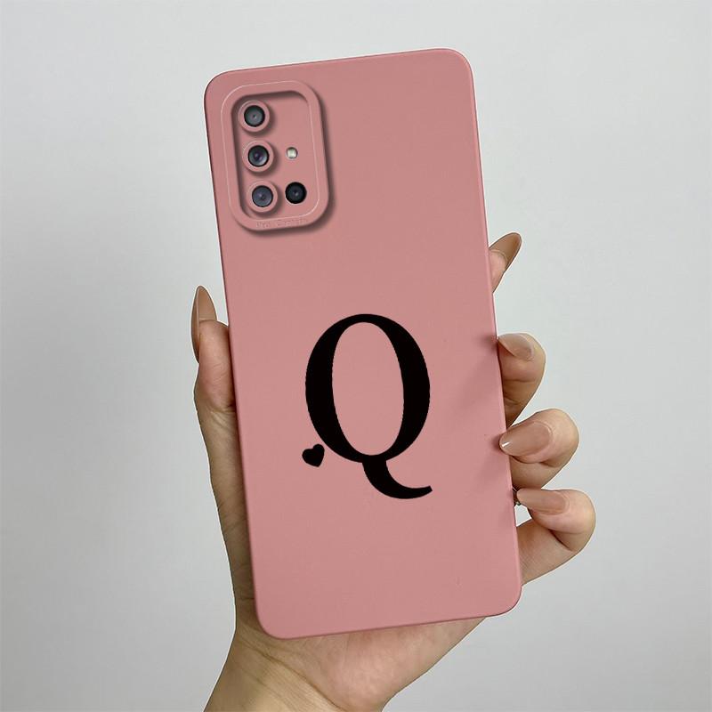 For Samsung Galaxy A51 A71 Case A515F A715F Initial Letters Liquid Silicone Phone Case For Samsung A51 A 31 71 Soft Cover Bumper