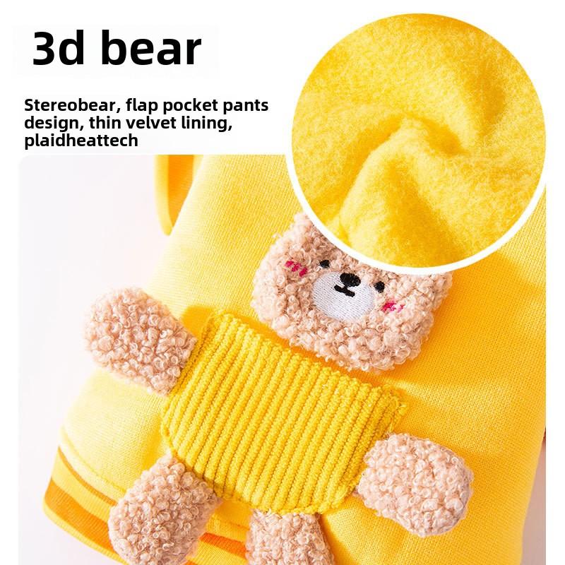 Осенне-зимний теплый и милый свитер с изображением безволосого кота в корейском стиле с карманом в виде трехмерного медведя для двух ног, одежда для собак и домашних животных