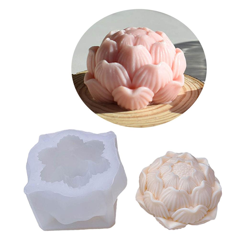 Candle Mould Resin Casting Molds DIY 3D Silicone Mould Lotus Flower Candle Mold Silicone Handicrafts Candle Making Mold