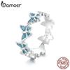925 Sterling Silver Blue Enamel Mini Butterfly Ring for Women Girls Sweet Fine Jewelry Birthday Gift