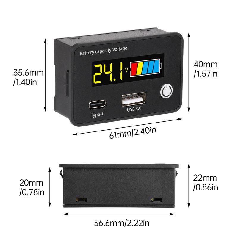 DC 8-30V Battery Capacity Voltage Meter Lead Acid Lithium Battery Indicator Car Motorcycle Digital Voltmeter Ammeter