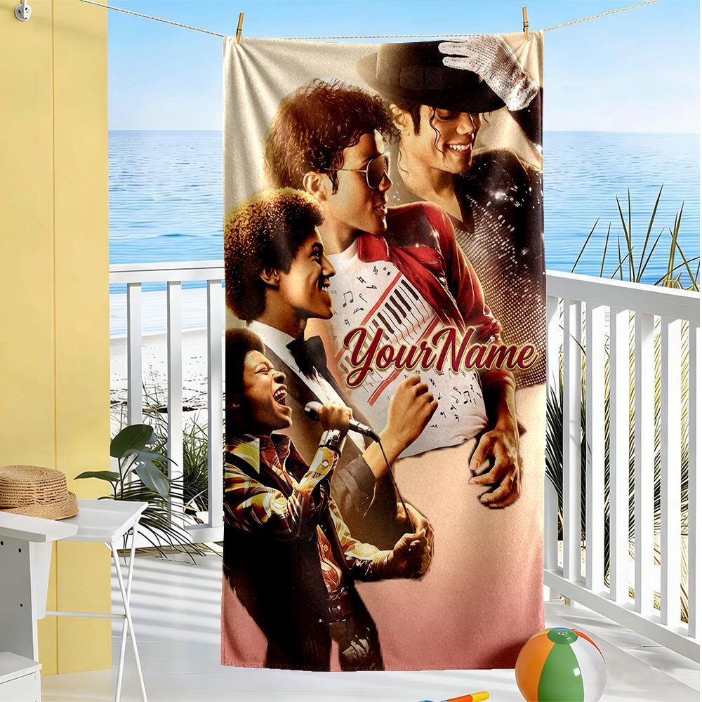 Michael Jackson Customizable Name Beach Towel High Absorbency & Quick-Dry Portable for SwimmingBeachCamping Travel Beach AccessoriesGym