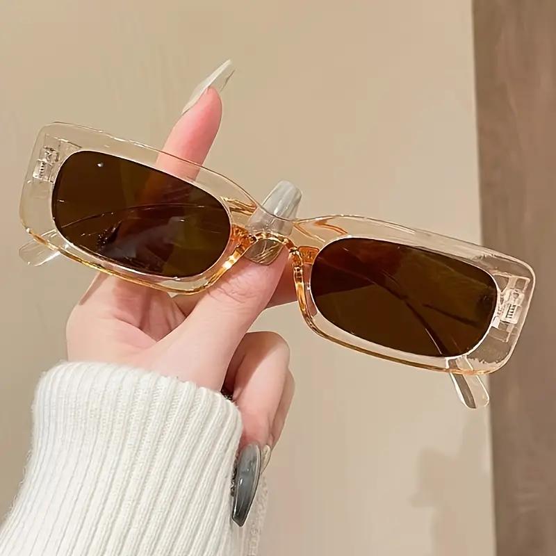 1Pc/2Pcs Stylish Rectangular Glasses Pc Lenses Vintage and Trendy Suitable for Beach Outdoor Use Activities and Stt Style For Men and Women