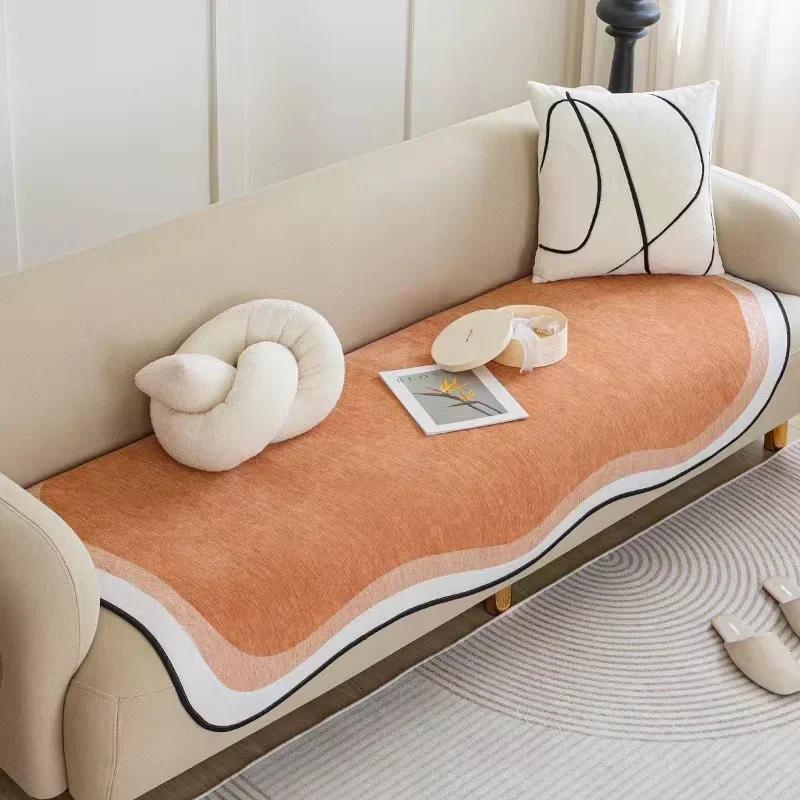 1PC Irregular Shaped Soft Sofa Towel Solid Color Luxury Sofa Covers for Living Room All Season Universal Anti-slip Couch Covers