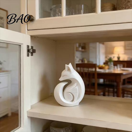 Easy Care Fox Statue 3D Printed Sculpture, Matte White Minimalist Solid Structure Ornament, Sculpture Stain-Resistant Smooth Surface Compact Art Piece