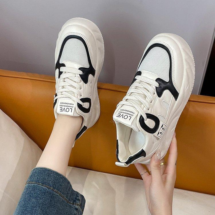 Студенческие плоские белые туфли Весенние новые универсальные кожаные парусиновые туфли Ins Fashion Brand Повседневная женская спортивная обувь