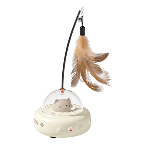 Электрическая палочка-дразнилка для кошек, перезаряжаемая через USB, автоматическая движущаяся игрушка для кошек, интерактивная, активируемая движением, перьевая палочка со светом для скучающей взрослой кошки