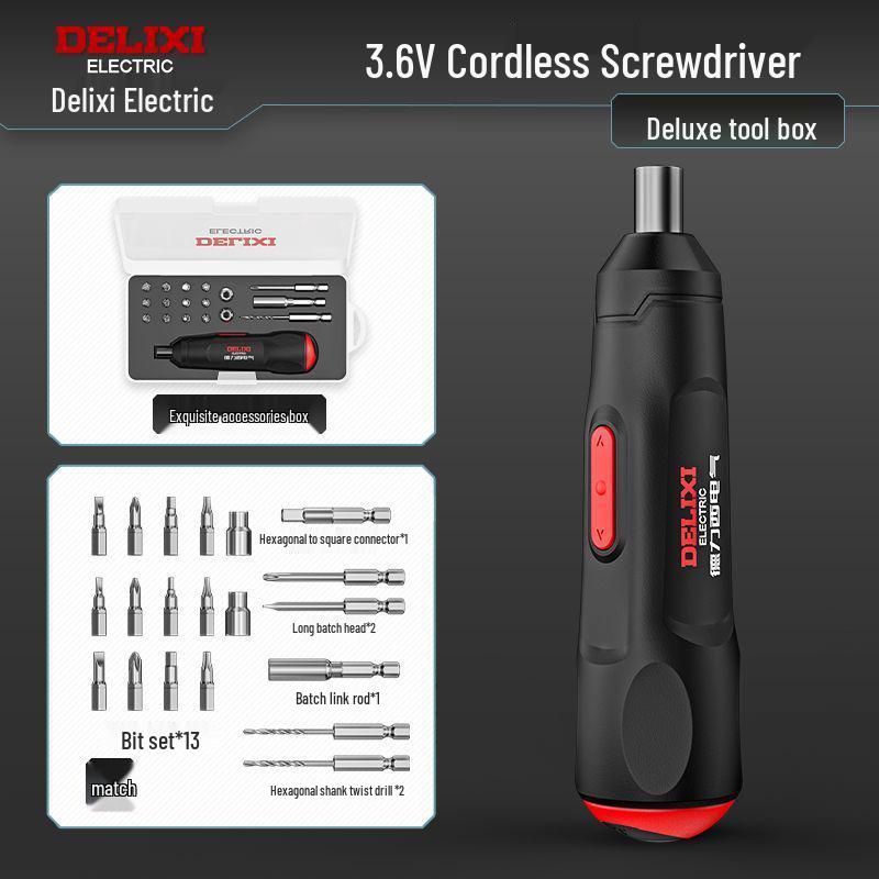 Многофункциональная электрическая отвертка и мини-литиевый шуруповерт Delixi для домашнего использования
