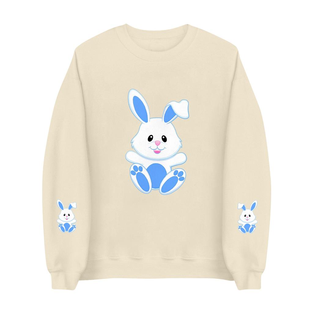 Women's Fashion Casual Easter Bunny Print Casual Long Sleeve Round Neck Sweatshirt Top