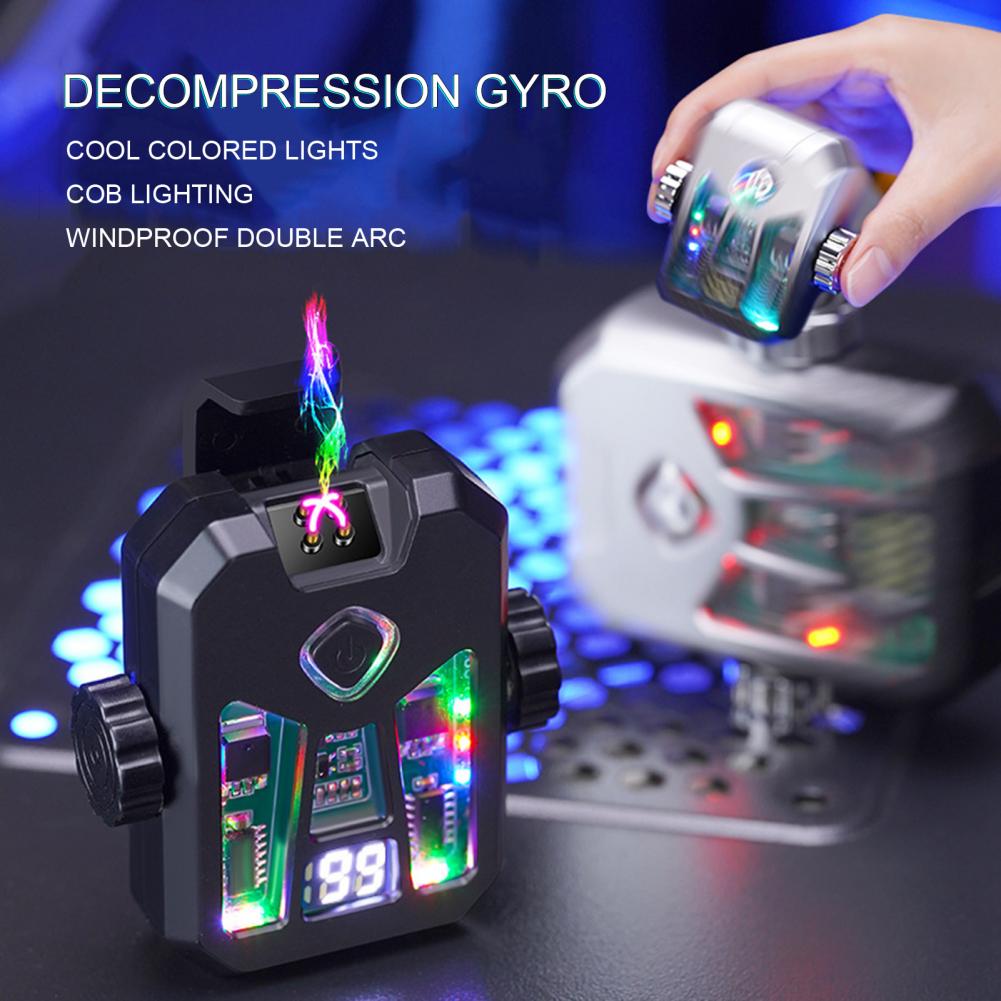 Windproof Igniter Colorful Spinning Toy Compact Rechargeable Arc-pulse Igniter Windproof Electric Flameless Bbq Fidget Toy