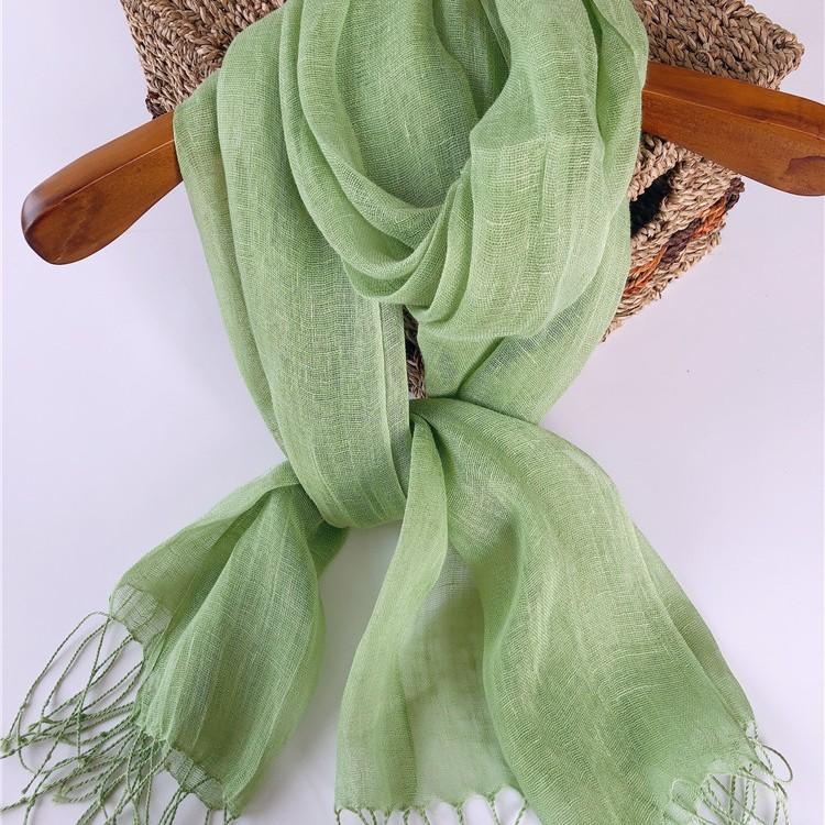 Export To Japan, Linen Solid Color Scarf, Fashionable Avocado Color