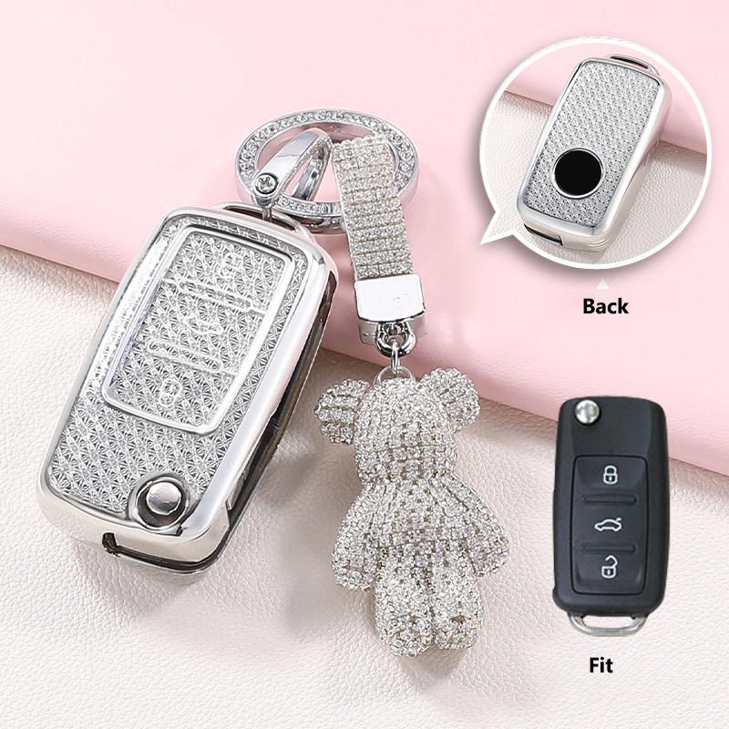 Кристальный ТПУ чехол для ключа, складной, для Volkswagen, для VW Polo, Golf, Passat, Tiguan, T5, Skoda Octavia, Seat Leon, Altea, чехол для ключа, брелок
