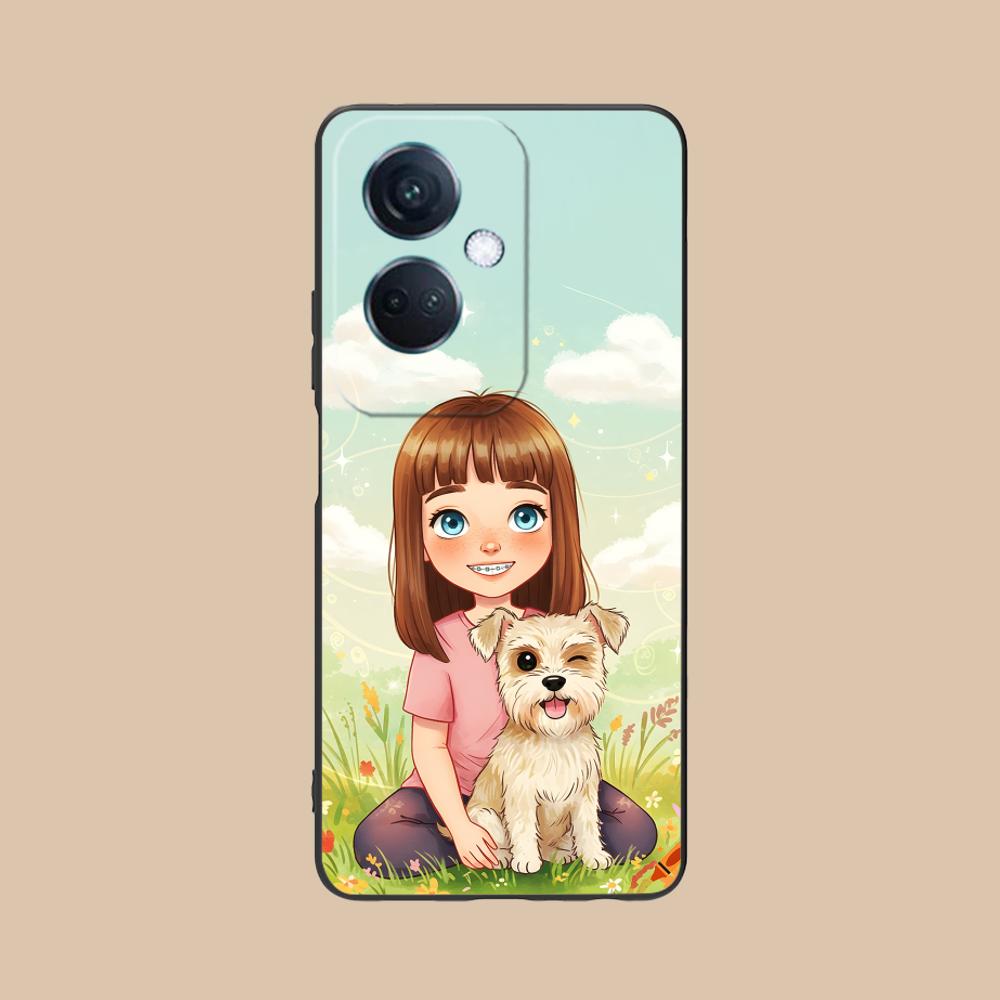Чехол для мобильного телефона OPPO Reno 14 13 12 11 10 9 8 7 6 5 F T Pro 5G с матовым TPU, с рисунком девочки и щенка, цветной
