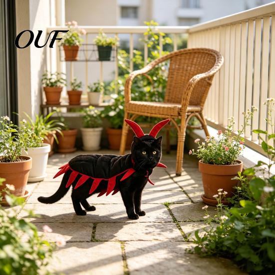 Comfortable Kitten Costume Centipede-Look Cat Costume, Halloween Cosplay Outfit, Funny Pet Apparel Creative Dress Up for Small Medium Cats, Cute Photo