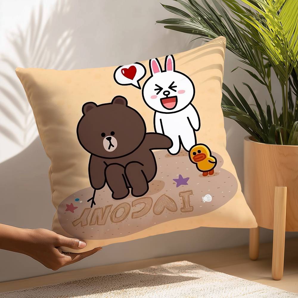 B-Brown И C-CONY Наволочка Плюшевая Ткань Мягкая Наволочка Двусторонняя Печать Чехол для Подушки Бытовые Подарки