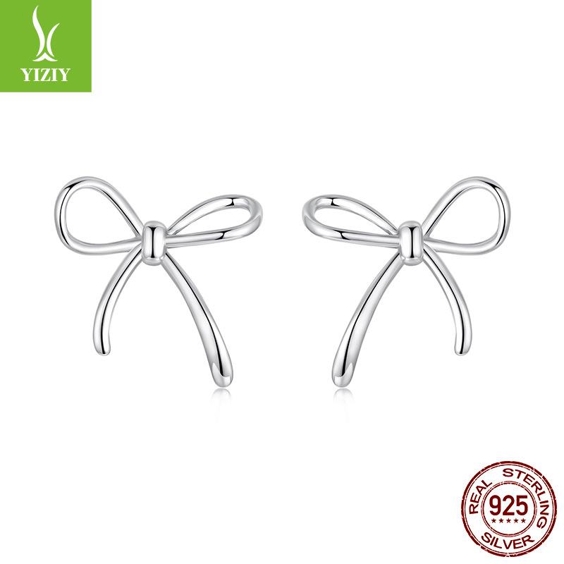 Simple S925 Sterling Silver Stud Earrings Women, Versatile Princess Style Whole Body Silver Stud Earrings