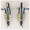 [R6110] - Designer Sleepers 'Lilipoupettes' (sardines) Blue White Yellow - 45x33 Mm