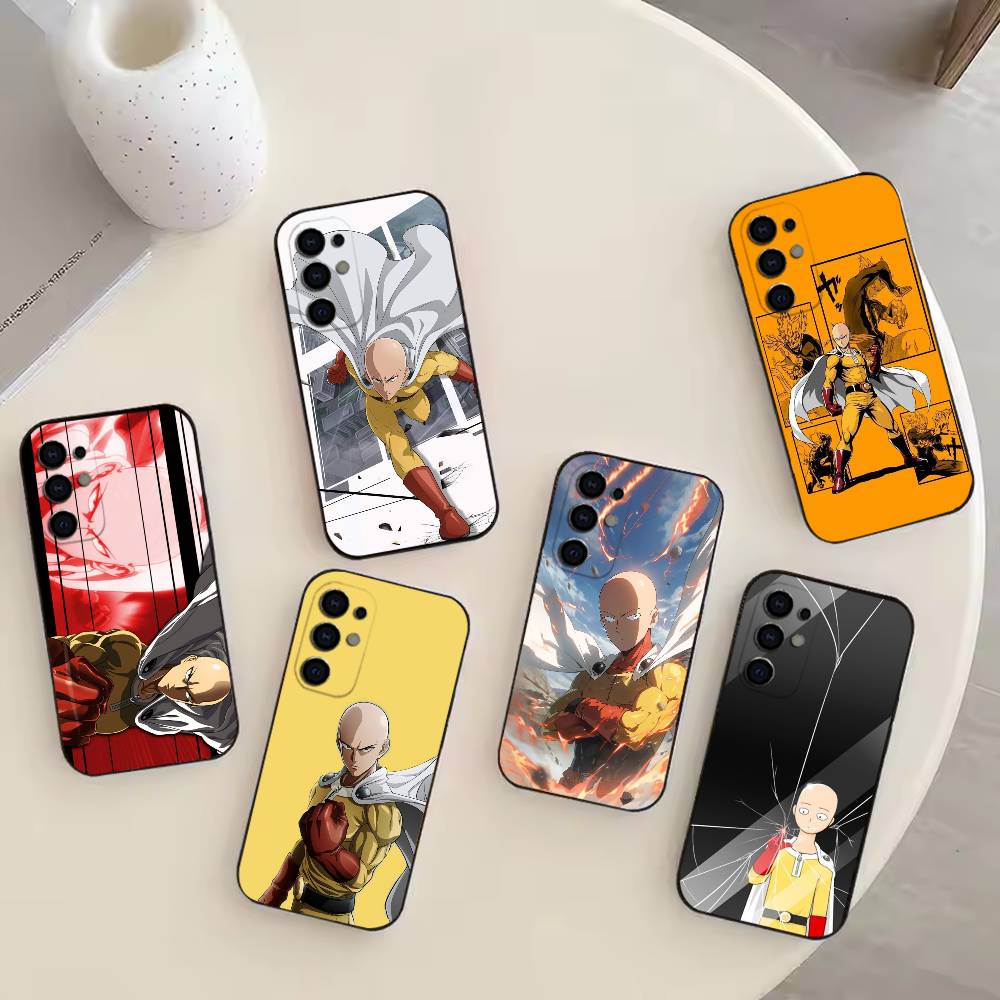 One P-Punch M-Man S-Saitama Phone Case For Samsung S25,S24,S21,S22,S23,S30,Ultra,S20,Plus,Fe,Note,10,9,5G Black Cover