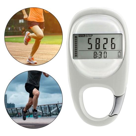 3D Шагомер с карабином Цифровой дисплей Точный счетчик шагов при ходьбе Трекер расстояния Мужчины Женщины Дети Пожилые люди Память на 7 дней Счетчик калорий