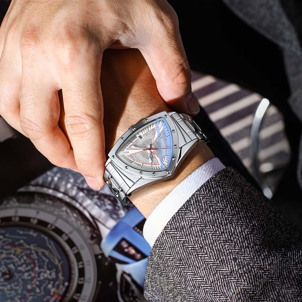 CHENXI Fashion Men's Watch Quartz Wristwatch Casual Hollow Triangle Watch Luxury Men's Gift Clock Relojes Para