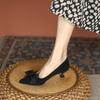6688-5 French High Heels Women's Spring and Autumn New Thin Heel Pointed Temperament Black Bow Small Heel Single Shoes