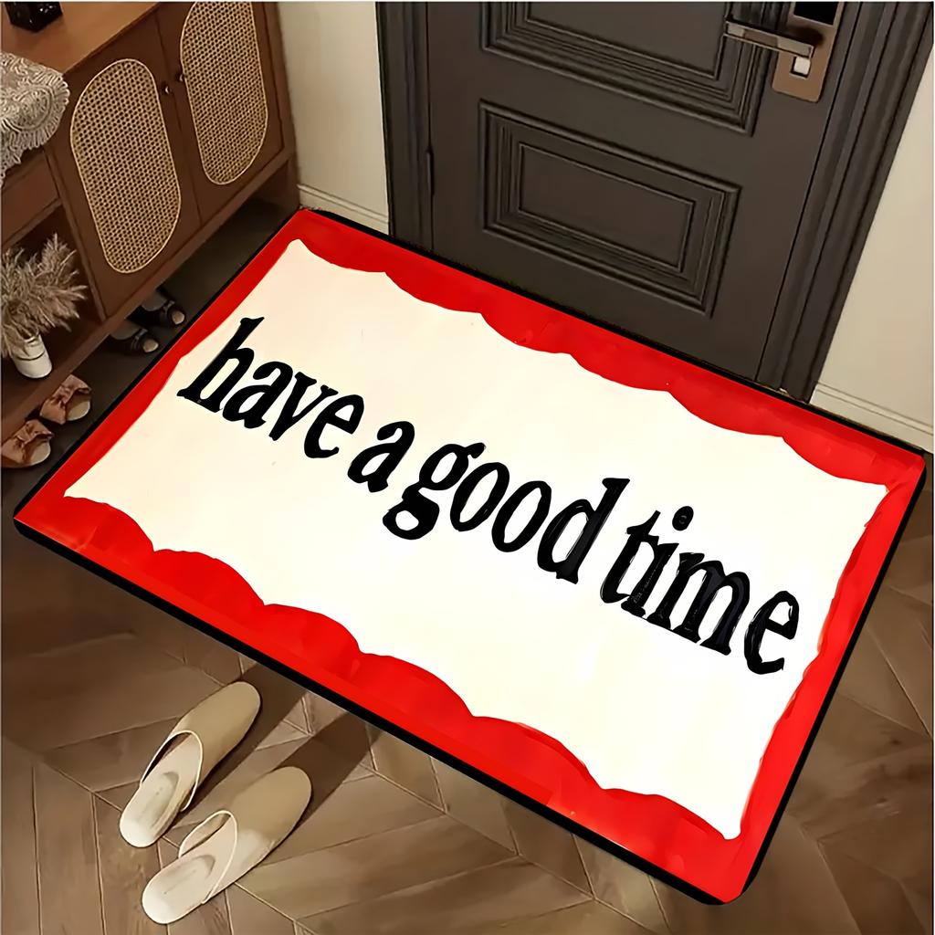 1pc Letter Pattern Non-Slip Rug, Machine Washable Floor Mat for Dining Room Kitchen Bedside Living Room Laundry Room Home Decor