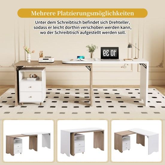 L-образный компьютерный стол со шкафом для ящиков Современный белый деревянный стол для ноутбука Прочный несущий деревянный письменный стол для домашнего офиса