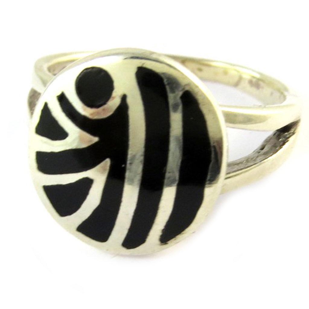 Серебряное кольцо с ониксом 'Print'